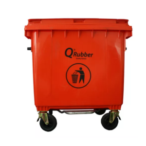 Contenedor basura Qrubber 660 L con pedal rojo